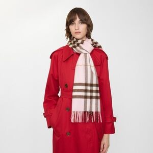 NWT Burberry Scarf  100% Cashmere Pink Brown Plaid Made In Scotland 168cm✖️30cm